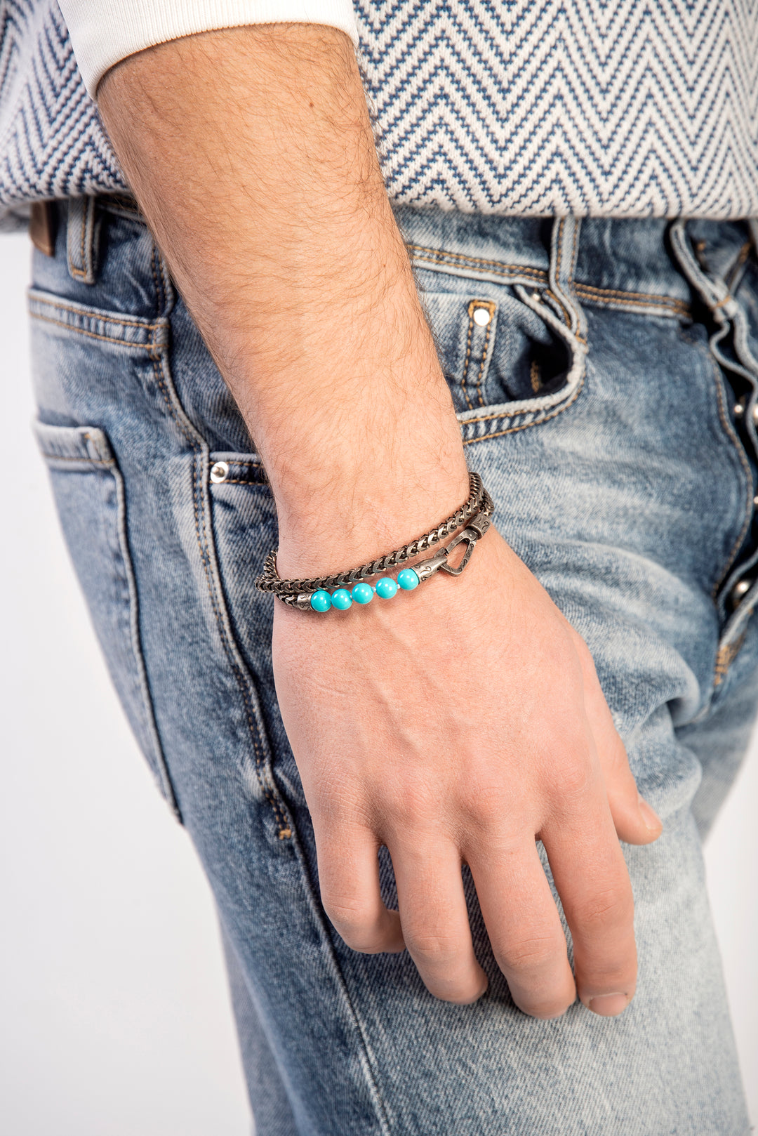 ULYSSES Turquoise Beads Double Chain Bracelet