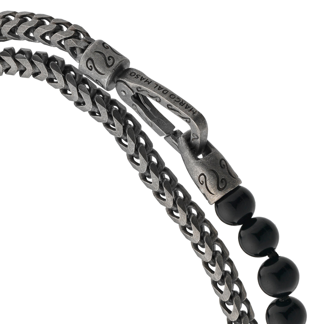 ULYSSES Beaded Onyx Double Chain Bracelet