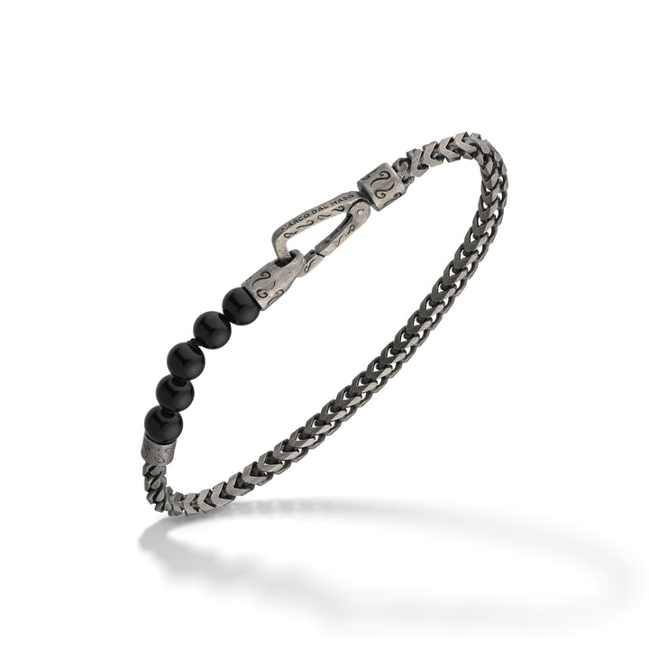ULYSSES Beaded Onyx Single Chain Bracelet