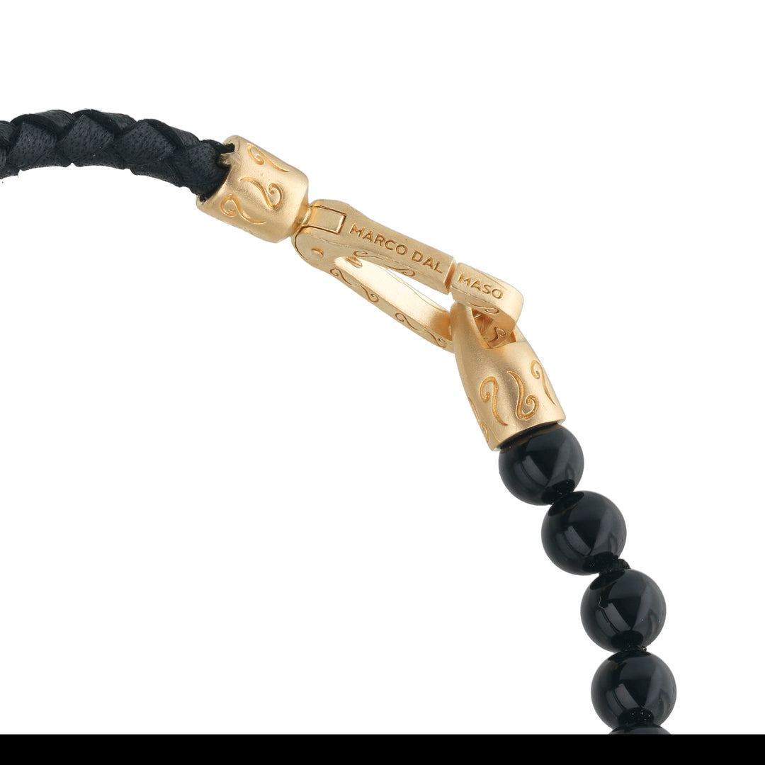 LASH Black Onyx Beaded 18K Vermeil Single Bracelet with black diamonds
