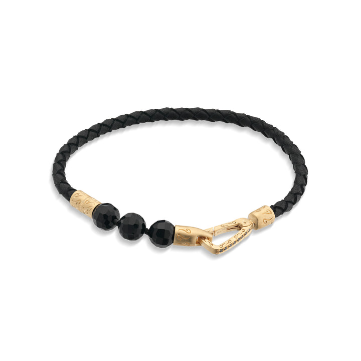 LASH Faceted Onyx 18K Vermeil Single Bracelet with black diamonds