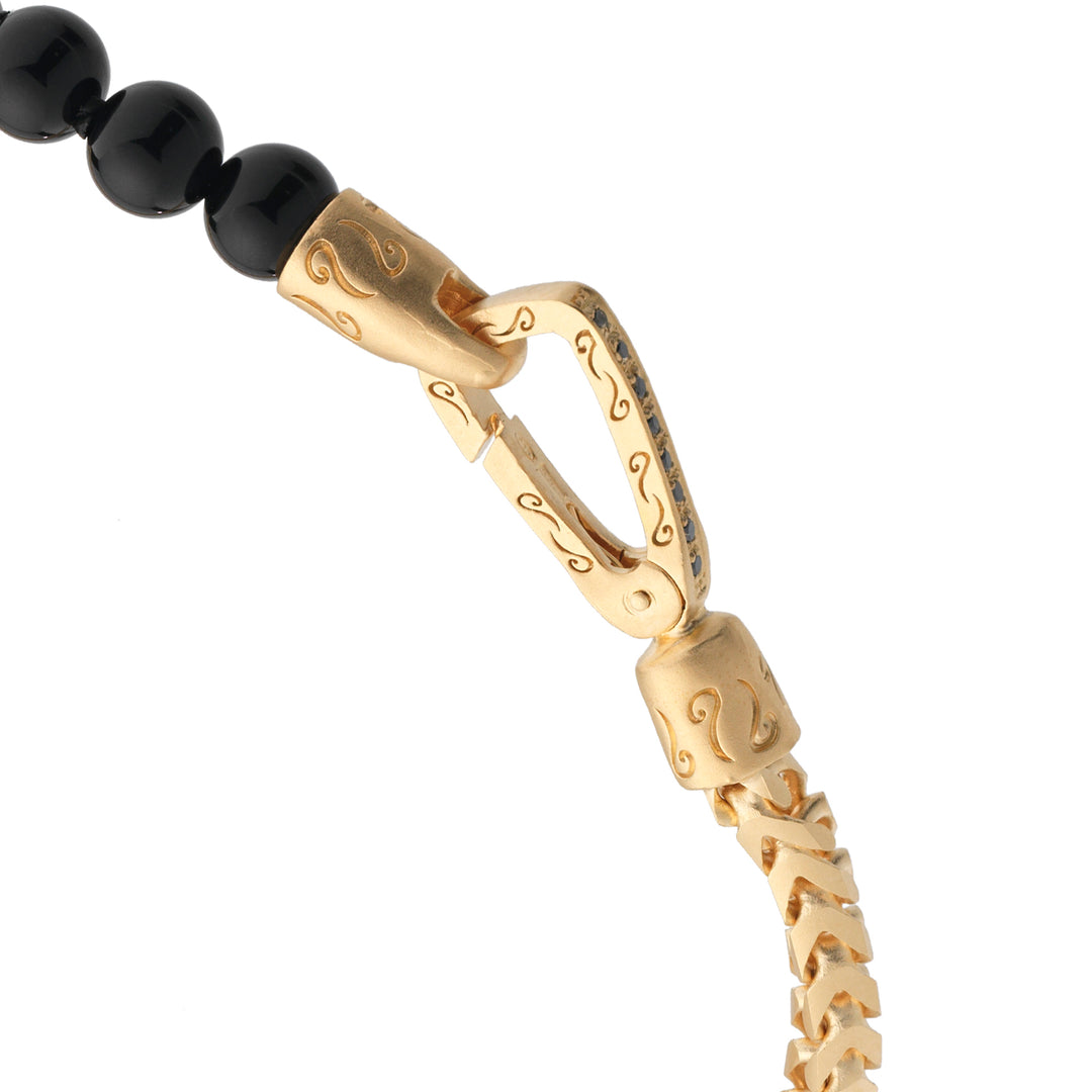 ULYSSES 18K Vermeil Beaded Onyx Single Chain Bracelet