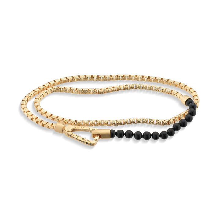 Ulysses 18K Vermeil Mini Onyx Beads Double Chain Bracelet