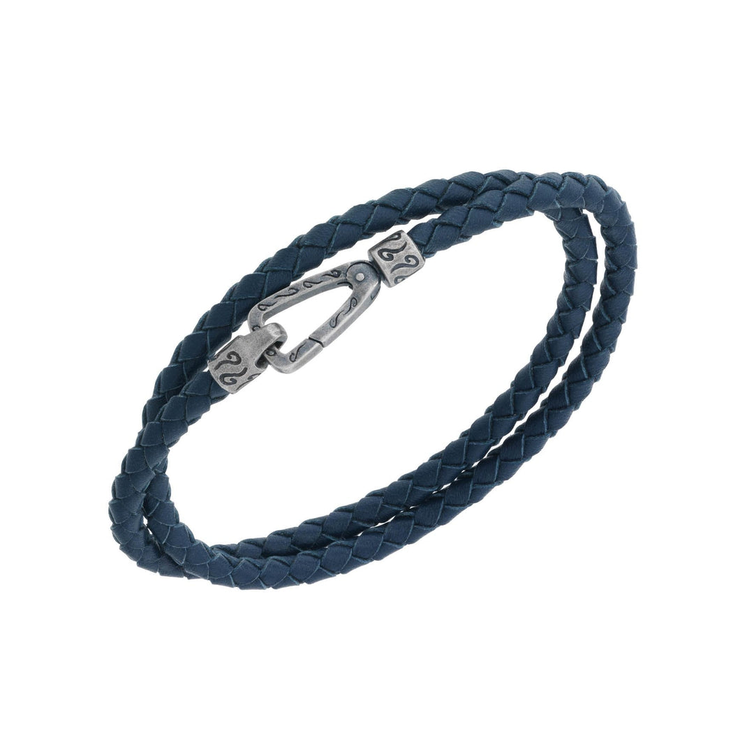 Lash Double Leather Cord Bracelet with Blue Leather