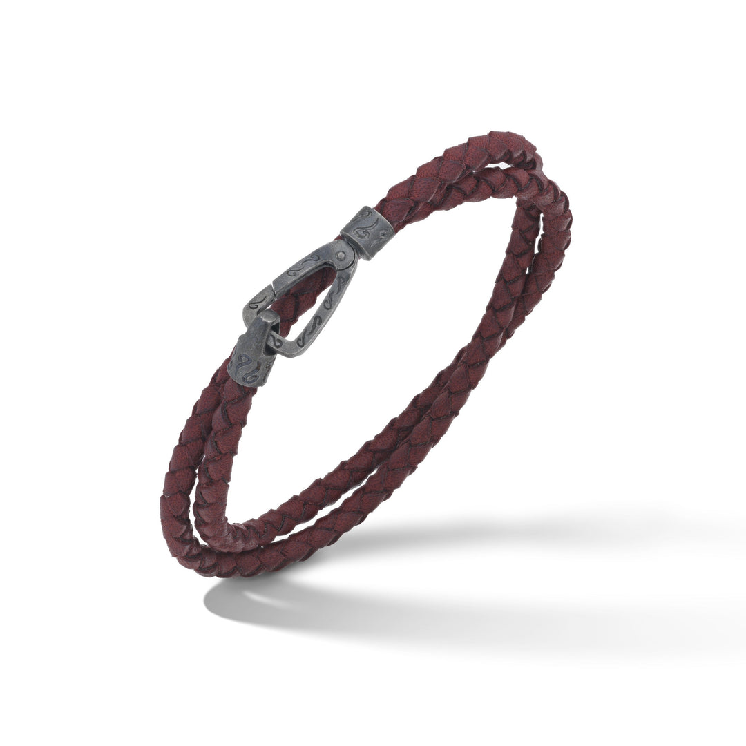 Lash Double Leather Cord Bracelet with Red Leather