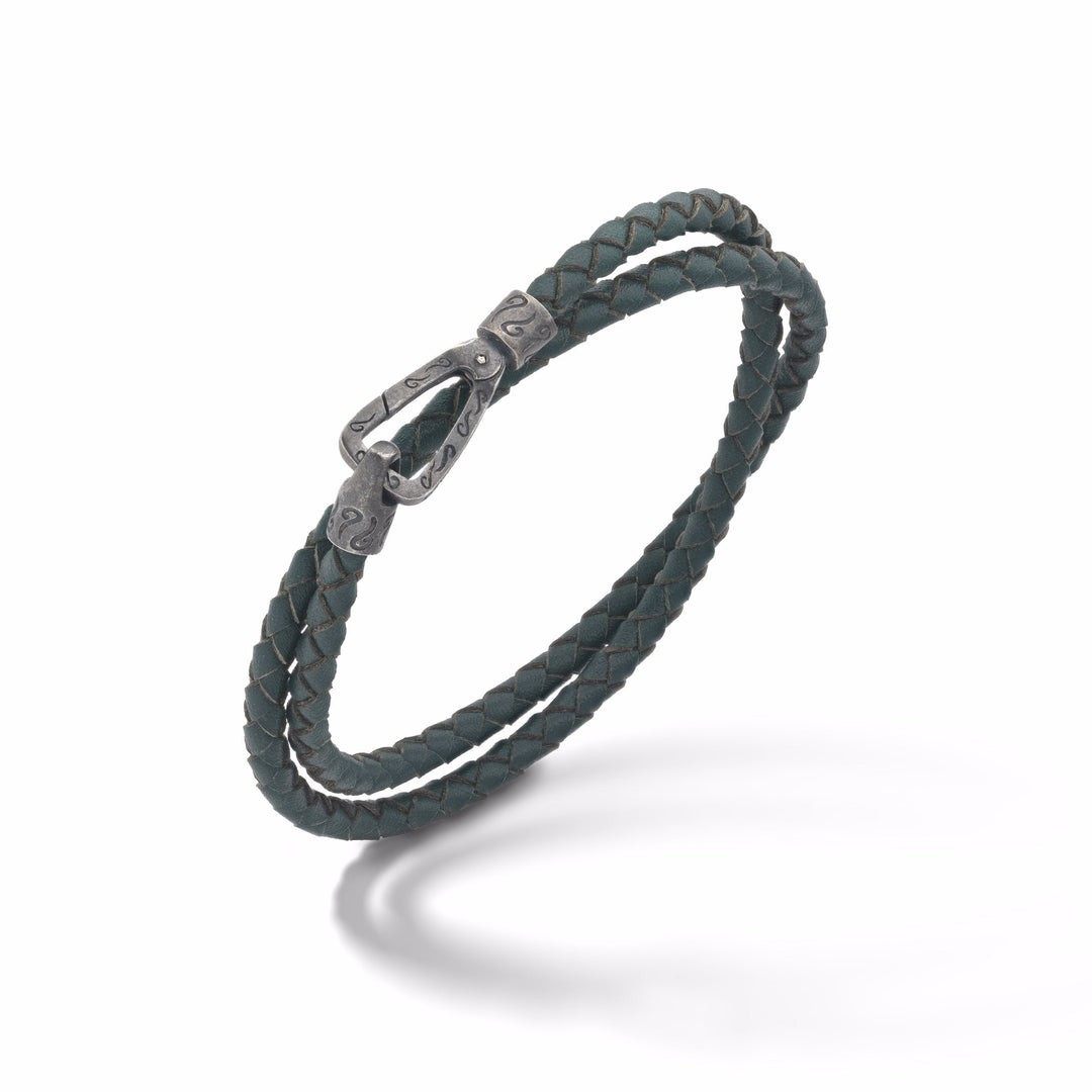 Round braided leather cord Ø3,0mm - black+orange, 5,52 €