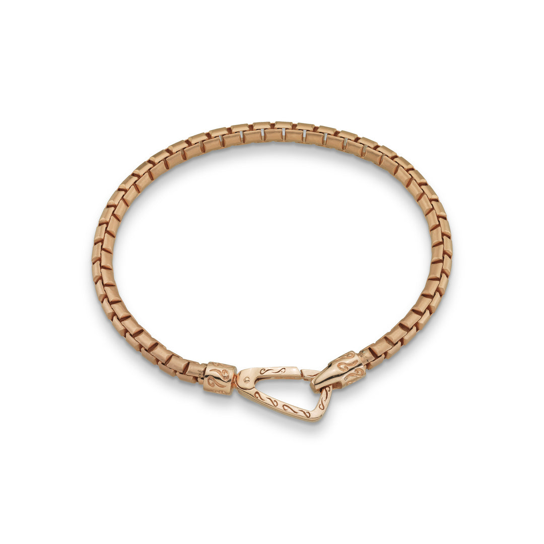 Ulysses Tubular 18K Rose Gold Vermeil Bracelet, matte chain and polish clasp