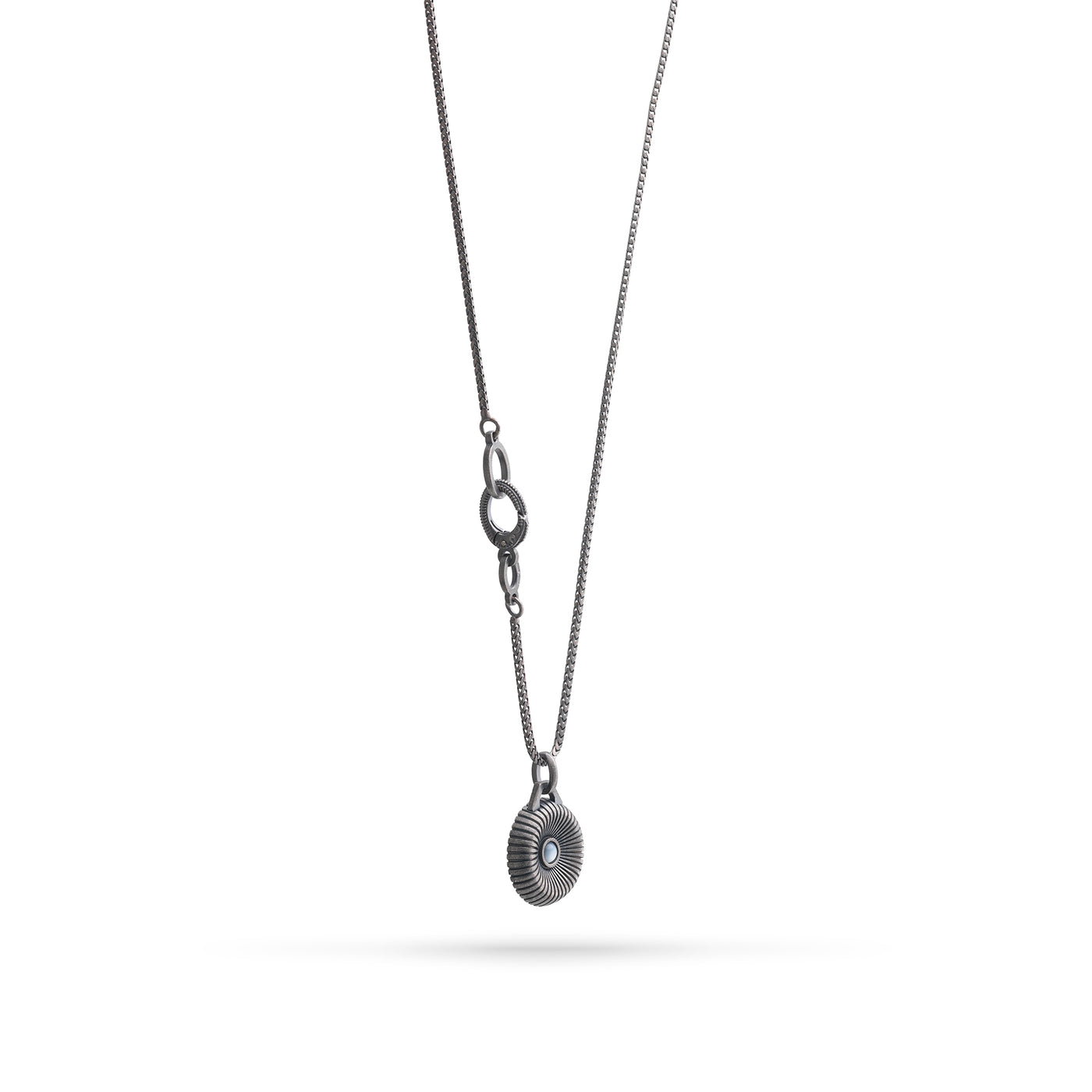 Calyx Mother of Pearl and Oxidized Silver Pendant