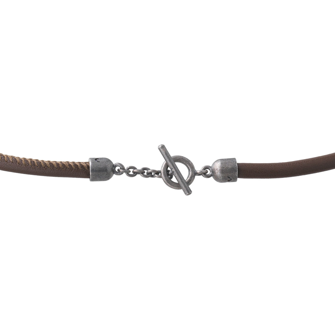 ACIES Roller Neckalce with Brown Enamel and Leather
