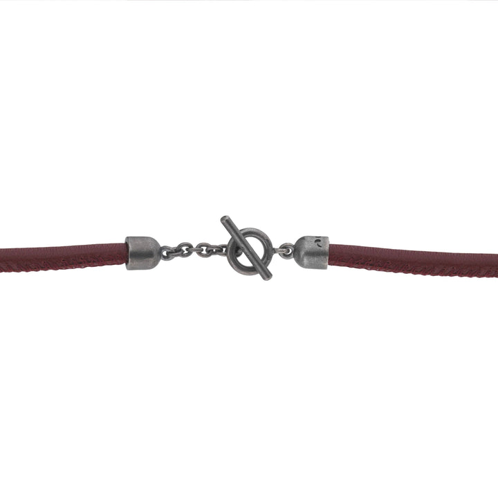 ACIES Roller Neckalce with Red Enamel and Leather