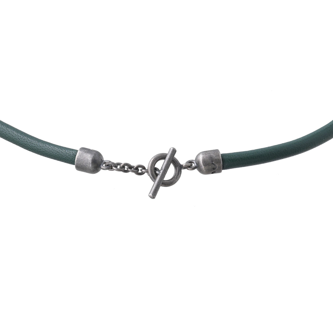 ACIES Roller Neckalce with Green Enamel and Leather