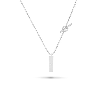 ACIES Triple White Polished Silver Single Pendant with White Diamonds and ivory enamel