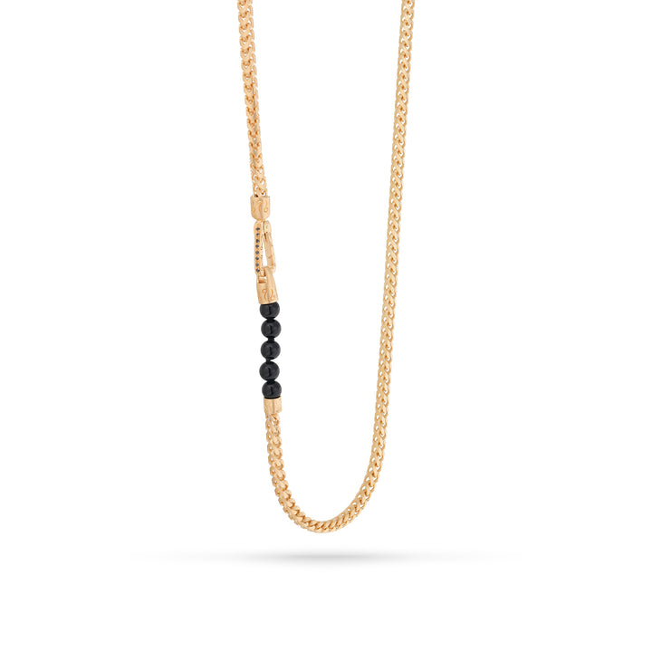 ULYSSES 18K Vermeil Faceted Onyx Beads Chain Necklace