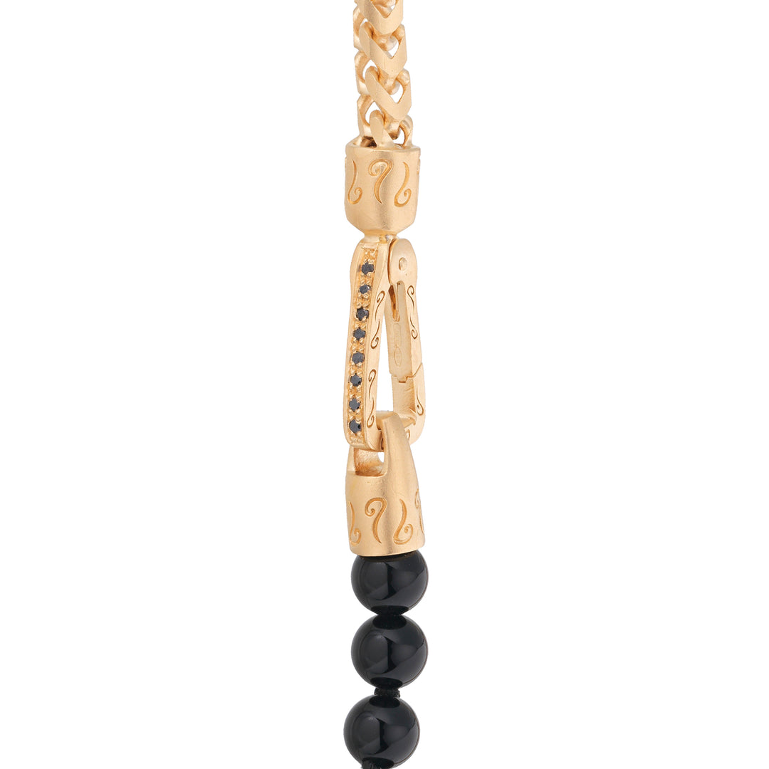 ULYSSES 18K Vermeil Faceted Onyx Beads Chain Necklace