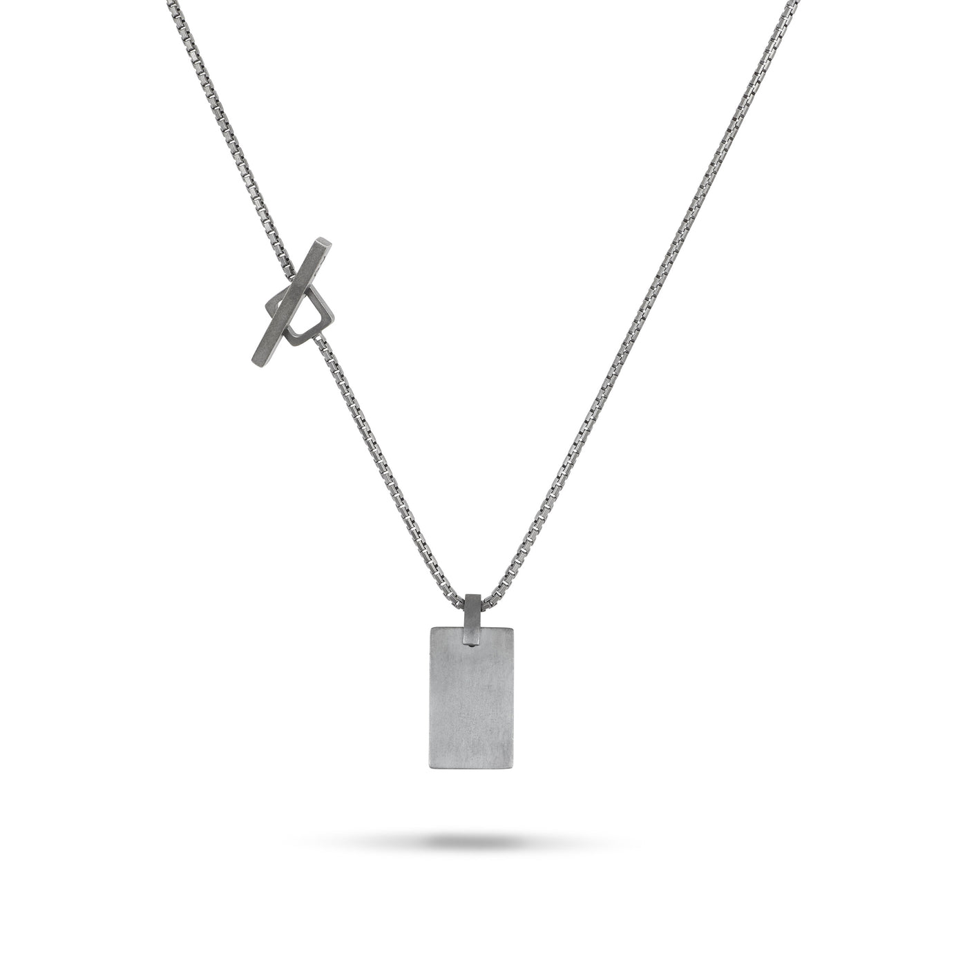 ELAN Oxidized Silver Tag with brown enamel