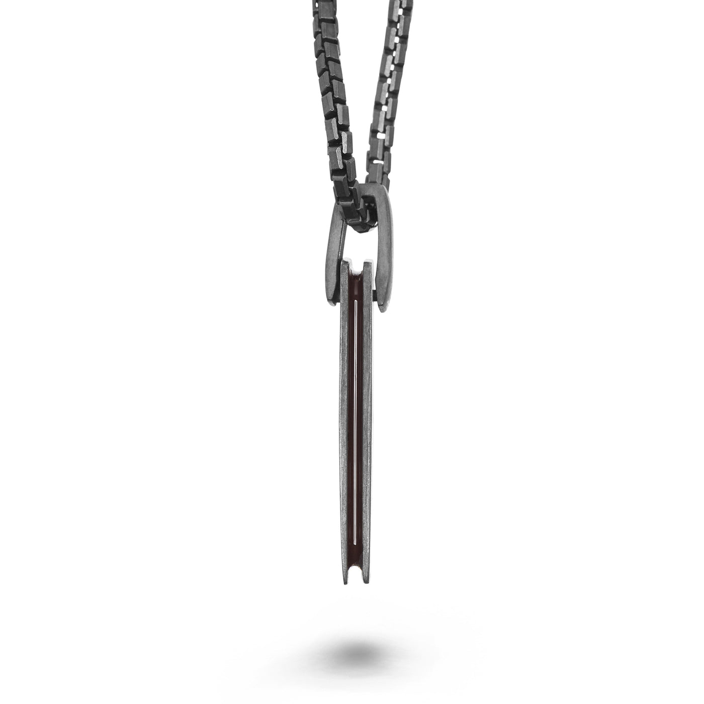 ELAN Oxidized Silver Tag with brown enamel