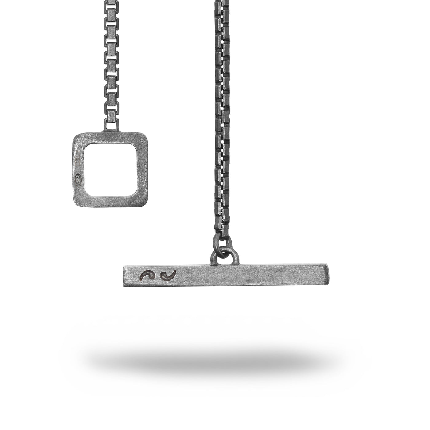 ELAN Oxidized Silver Tag with brown enamel