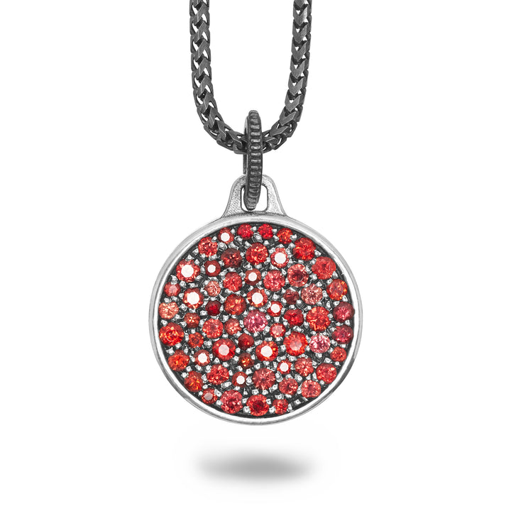 Oxidized Silver Pendant  with Red Sapphires