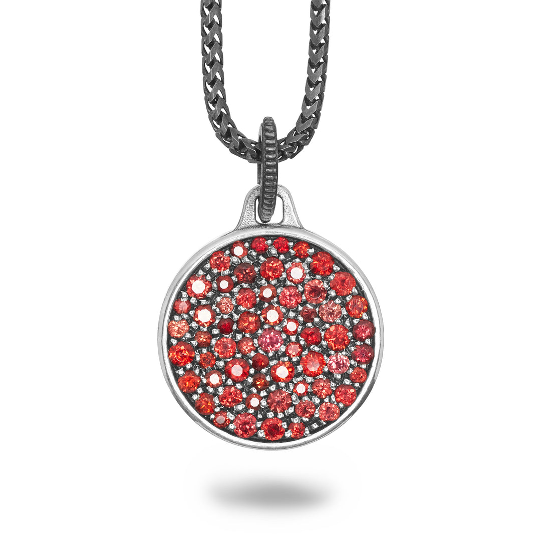 Oxidized Silver Pendant  with Red Sapphires