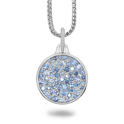 Silver Pendant with blue sapphires