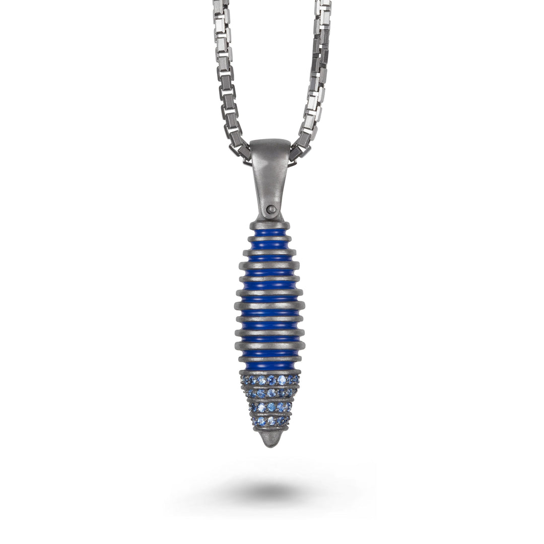 ACIES Cocoon Pendant with Blue Sapphires and Blue Enamel