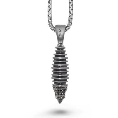 Cocoon Triple Black Matte Silver Pendant with Black Diamonds and black enamel