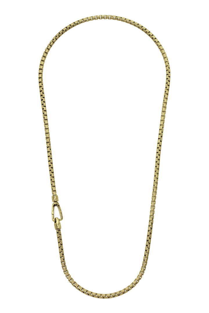 ULYSSES Carved Tubular 18K Yellow Gold Vermeil Necklace with matte chain and Polished Clasp