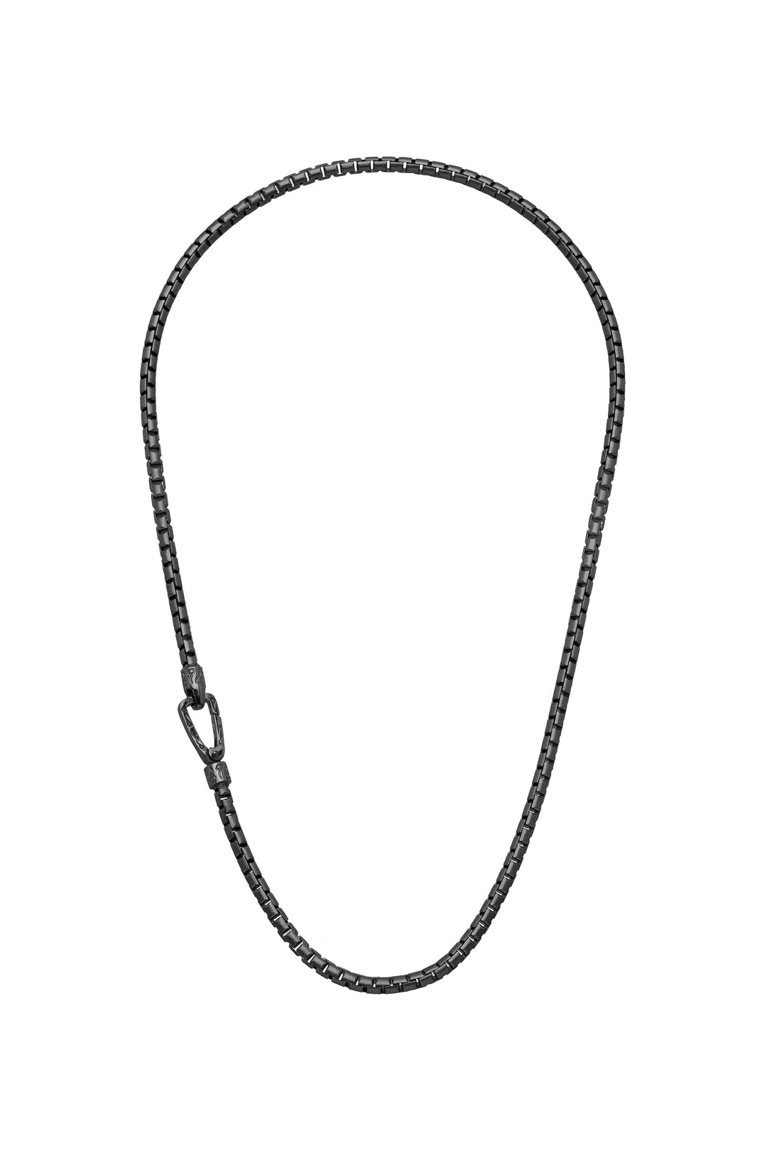 ULYSSES Tubular Burnished Silver Necklace with matte chain and polished clasp