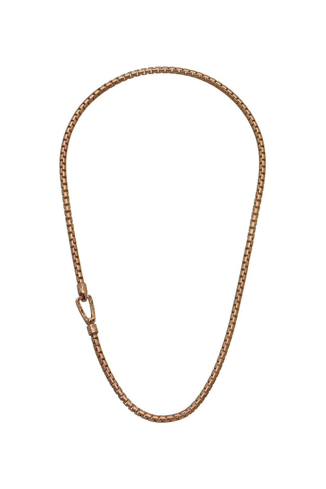 ULYSSES Carved Tubular 18K Rose Gold Vermeil Necklace Matte Chain and Polished Clasp