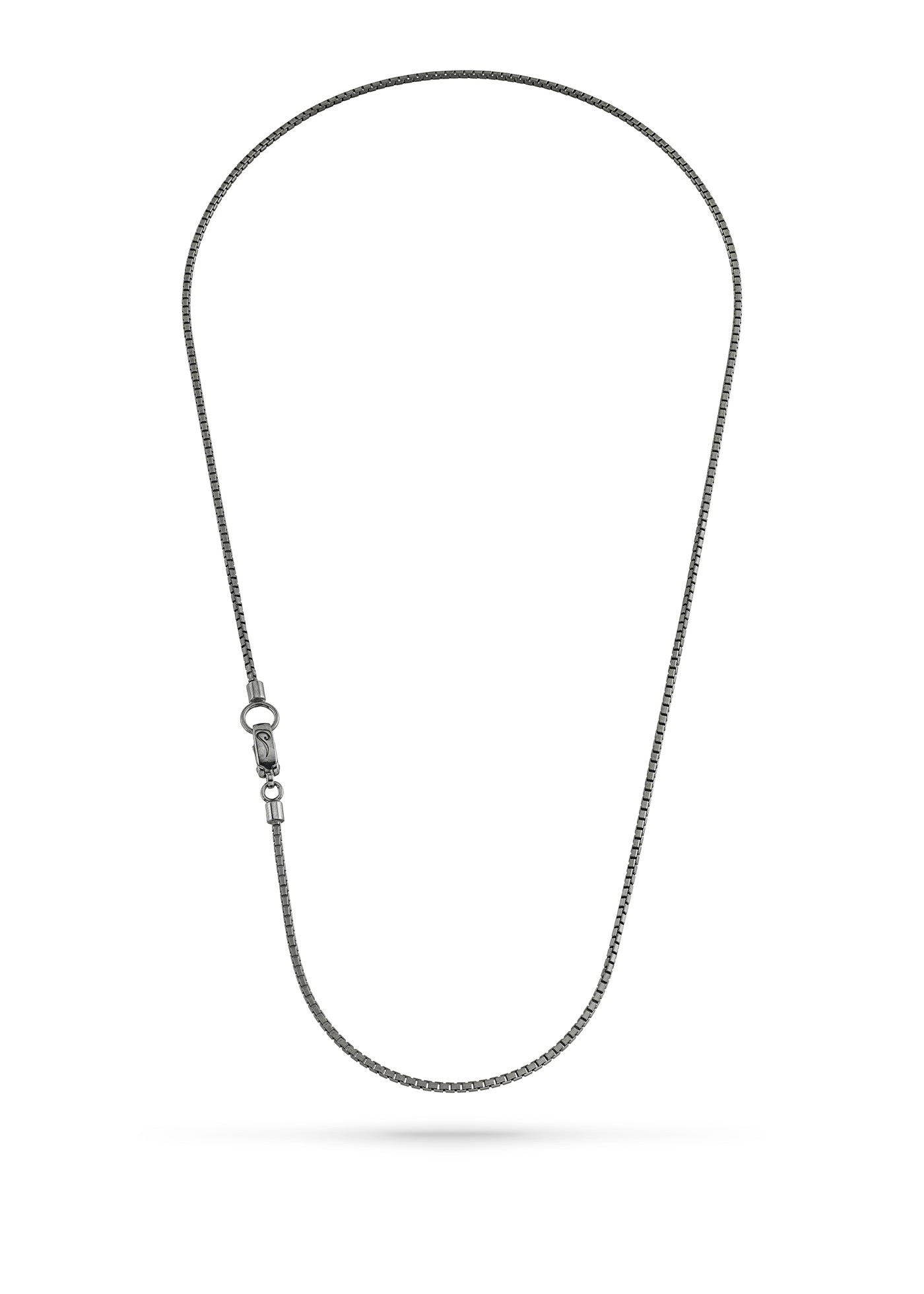 Ulysses Faceted Burnished Silver Necklace with matte chain and polished clasp