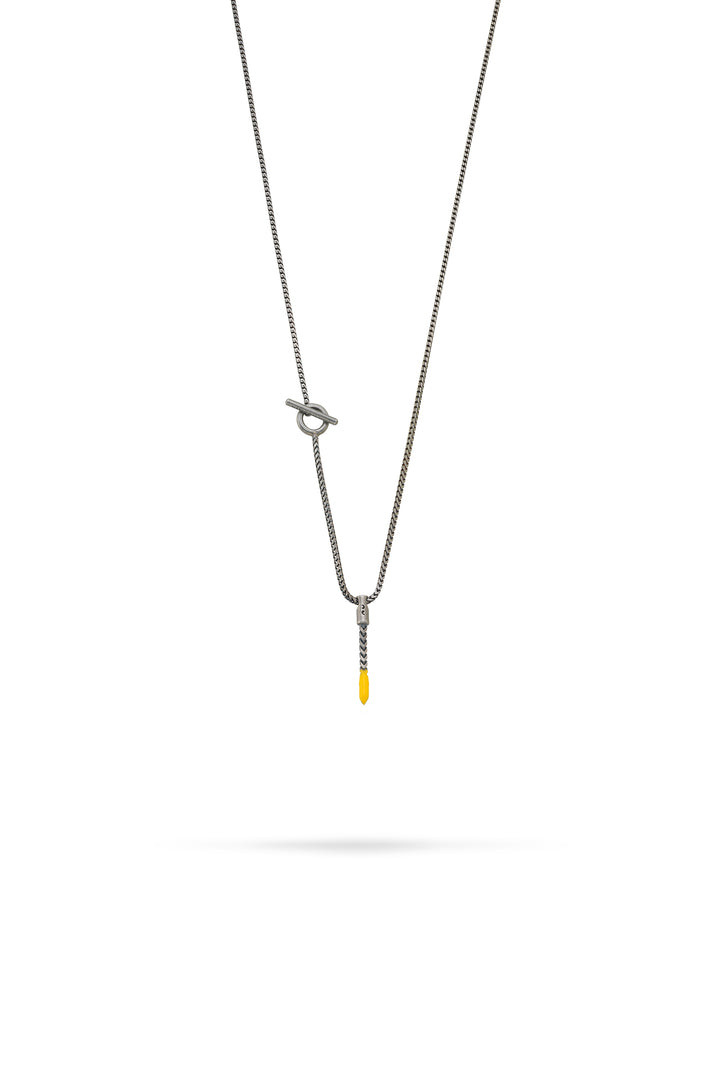 Ulysses Dipped Oxidized Silver Short Pendant with yellow enamel