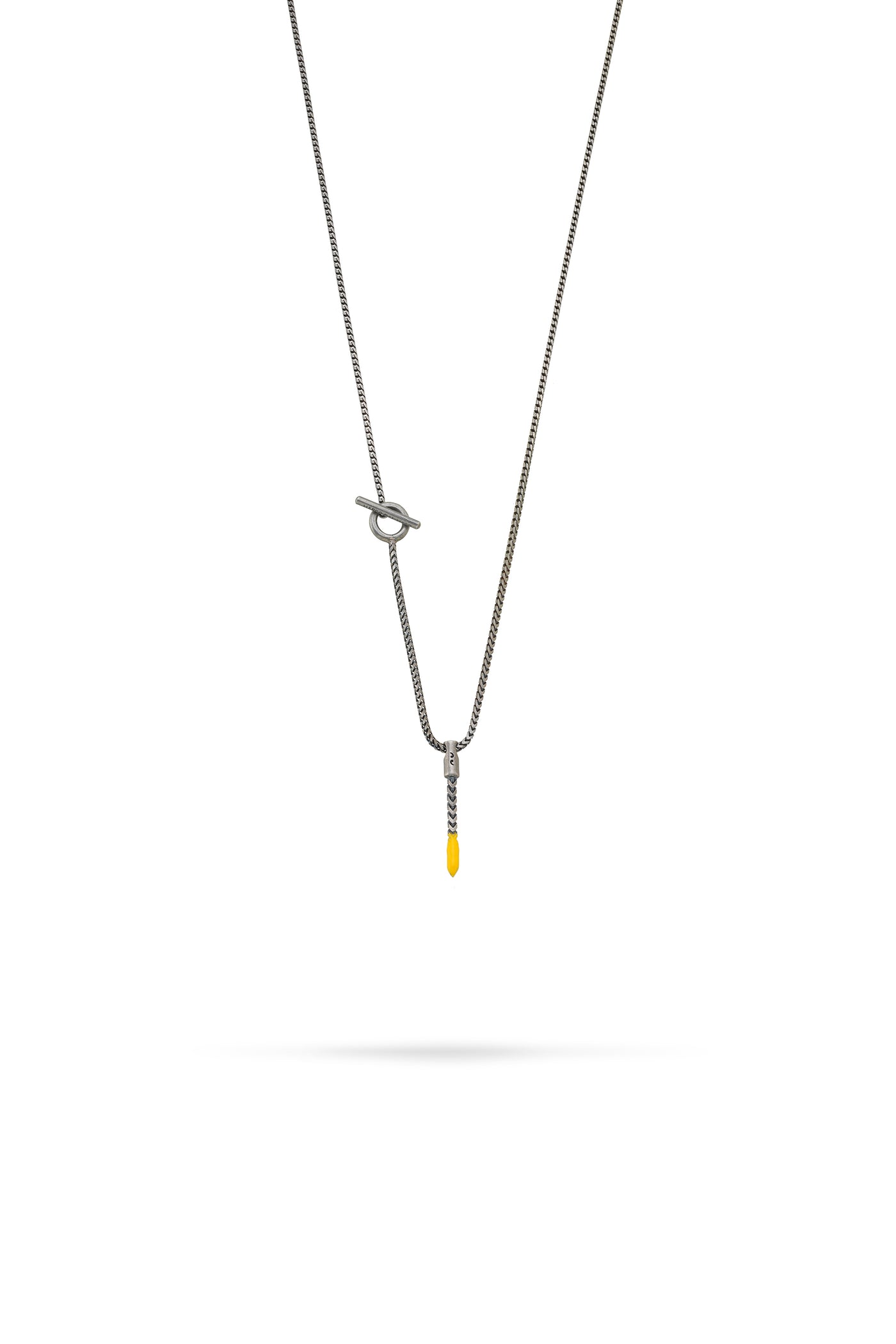 Ulysses Dipped Oxidized Silver Short Pendant with yellow enamel