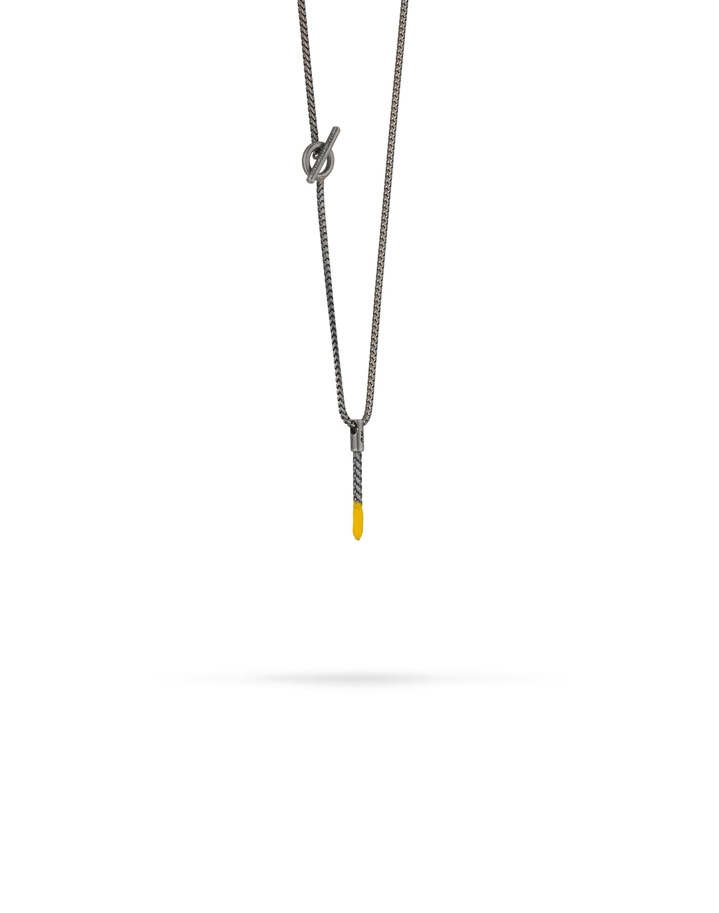 Ulysses Dipped Oxidized Silver Short Pendant with yellow enamel