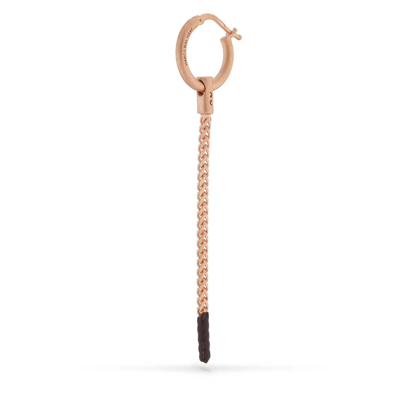 ULYSSES Long Drop 18K Rose Gold Vermeil Dipped Earring with brown enamel