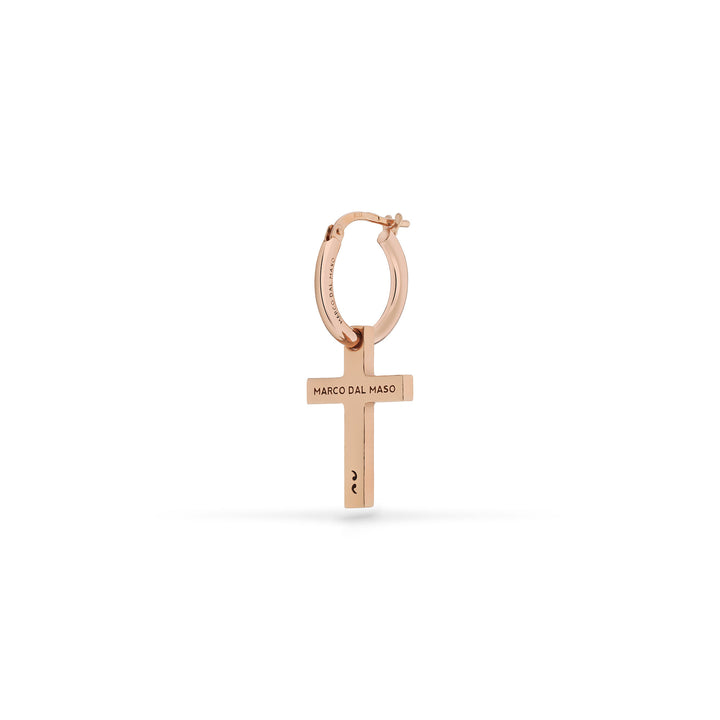 Cross Hoop Polished 18K Rose Gold Vermeil Earring