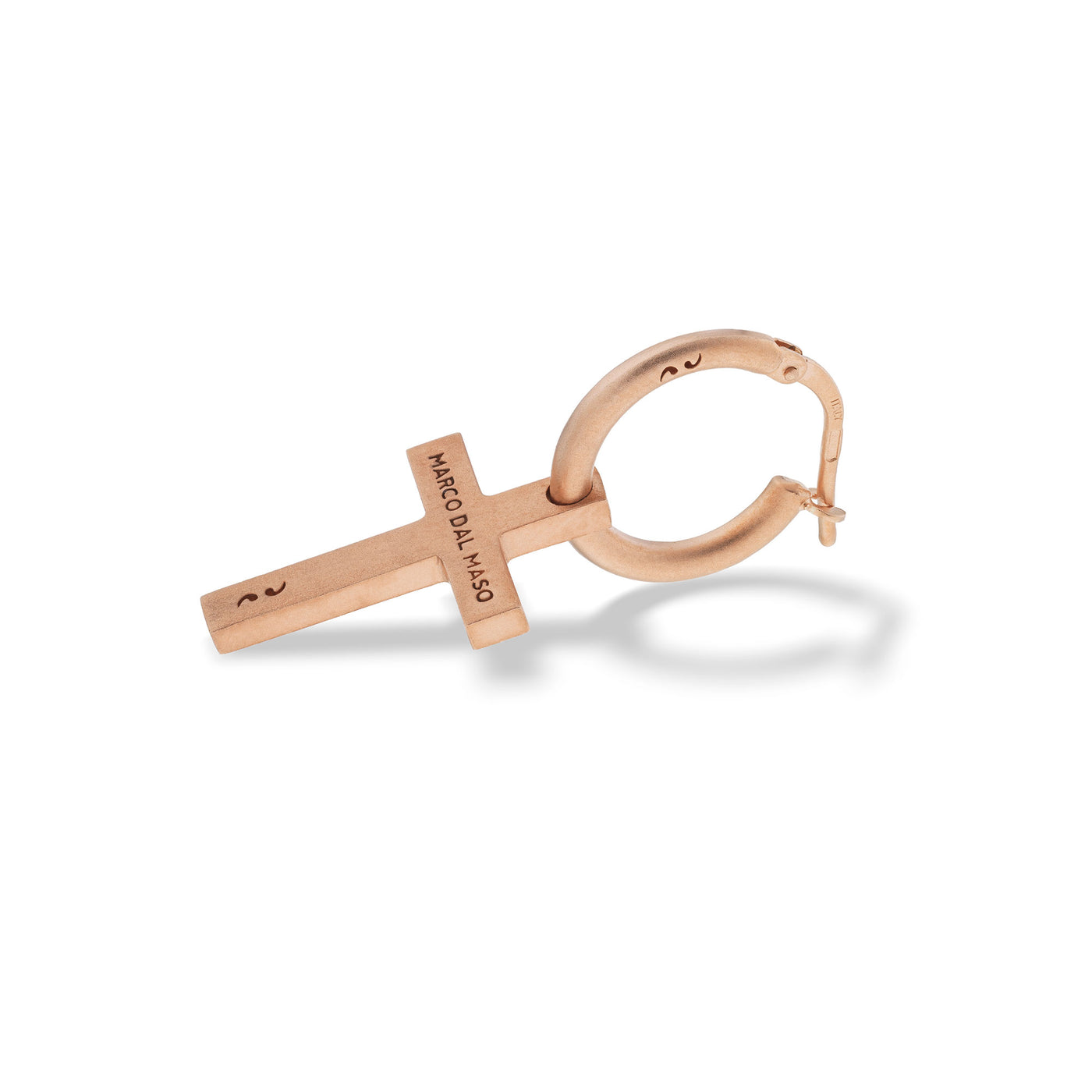 Cross Hoop Matte 18K Rose Gold Vermeil Earring
