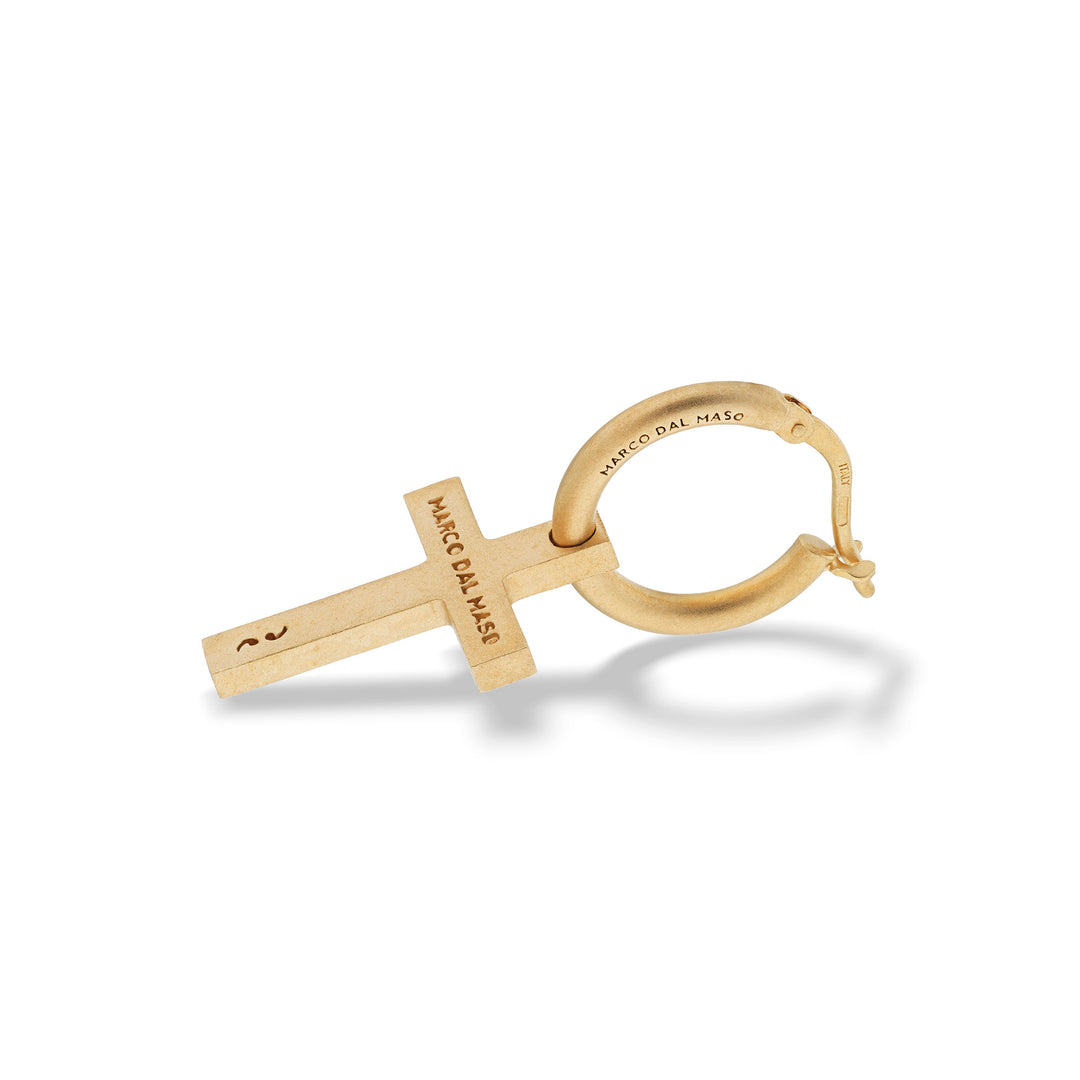 Cross Hoop Matte 18K Yellow Gold Vermeil Earring