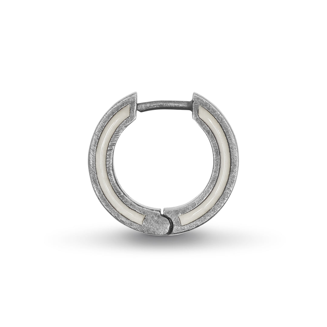 ELAN Oxidized Silver Mono Earring with Ivory Enamel