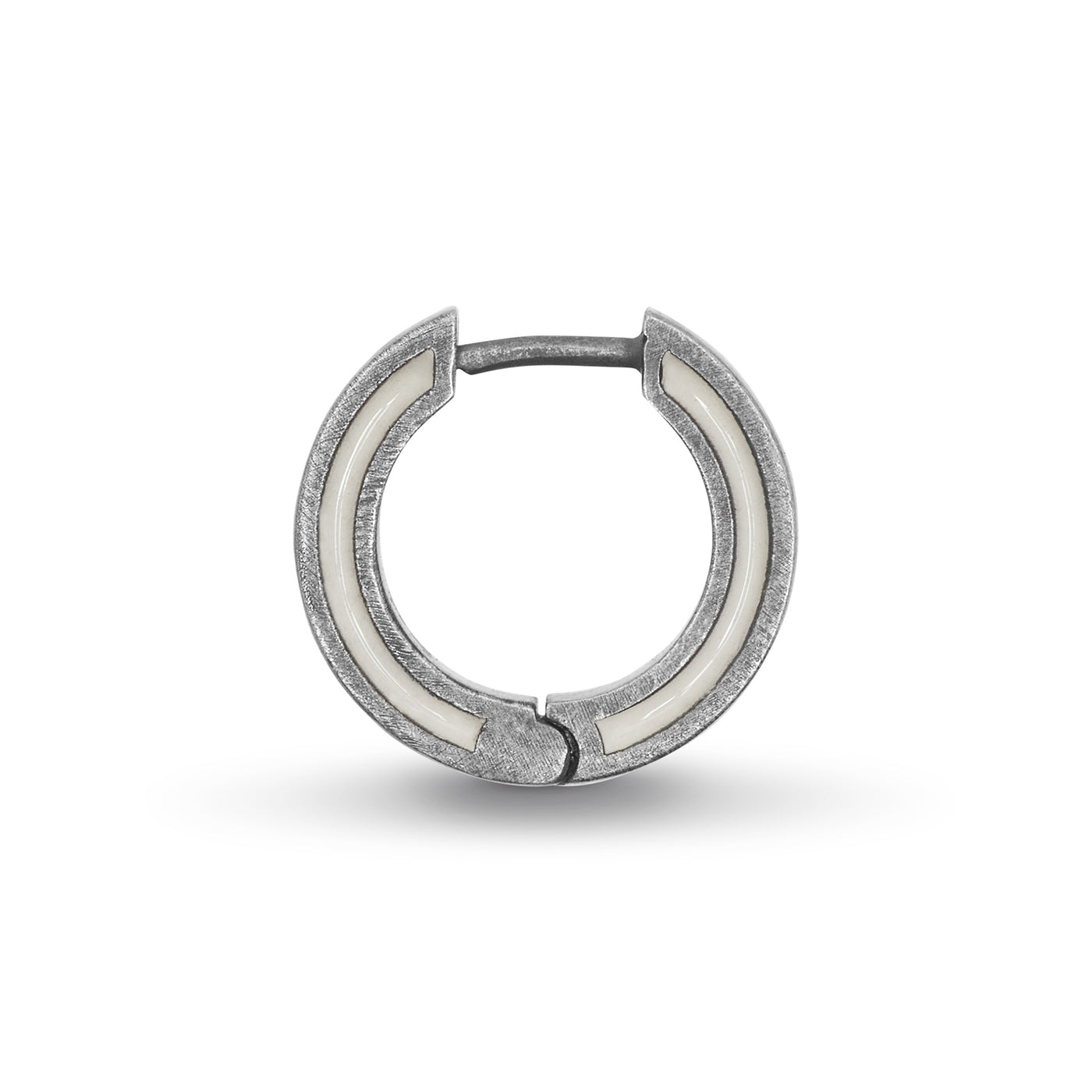 ELAN Oxidized Silver Mono Earring with ivory enamel