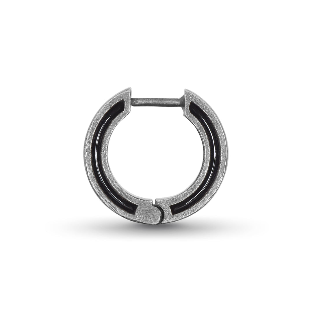 ELAN Oxidized Silver Mono Earring with black enamel
