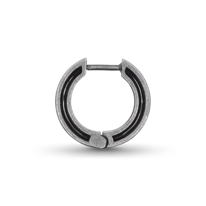 ELAN Oxidized Silver Mono Earring with Black Enamel