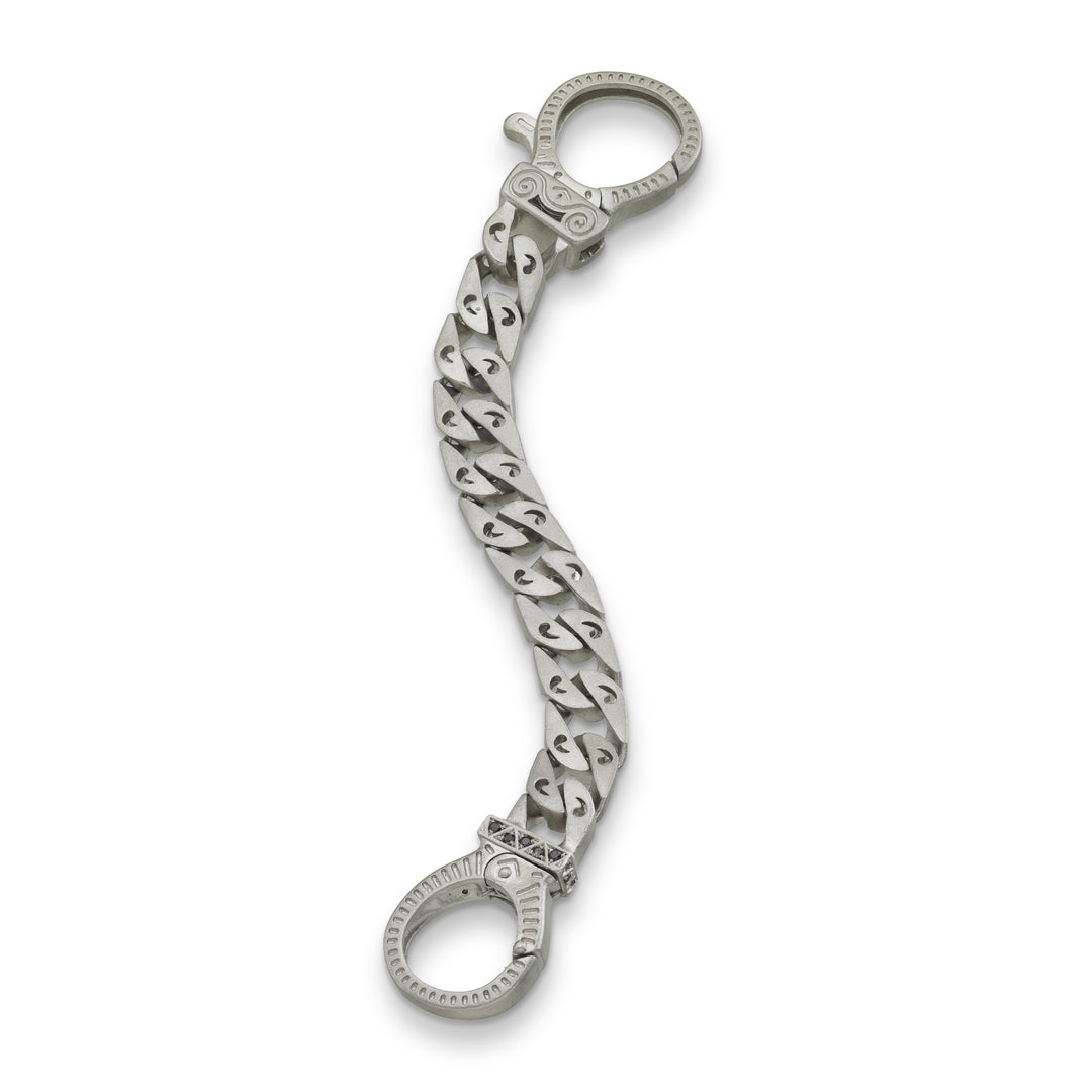 FLAMING TONGUE Matte Silver Key Holder with black diamonds