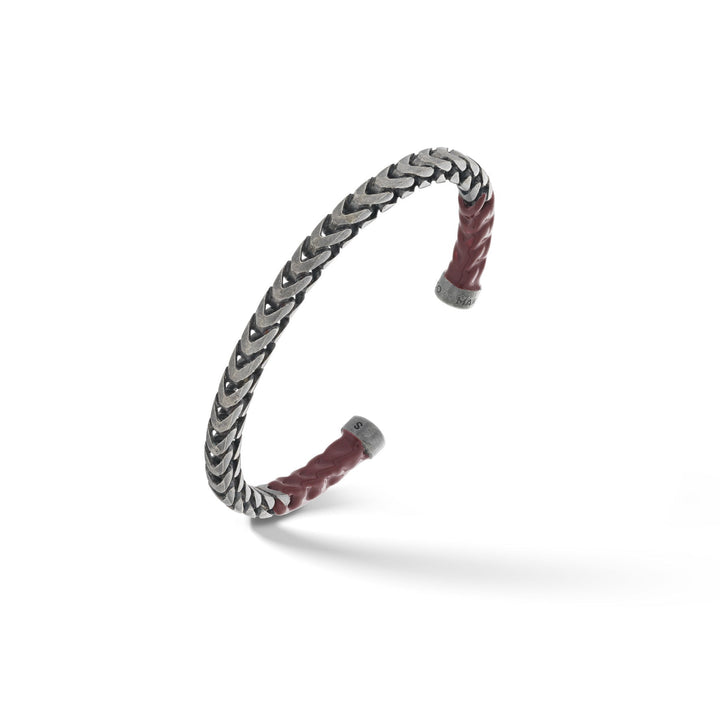 Ulysses Thick Dipped Oxidized Silver Cuff with Red Enamel