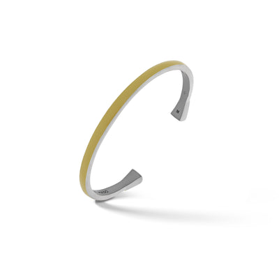 ELAN Matte Burnished Silver Cuff with yellow enamel