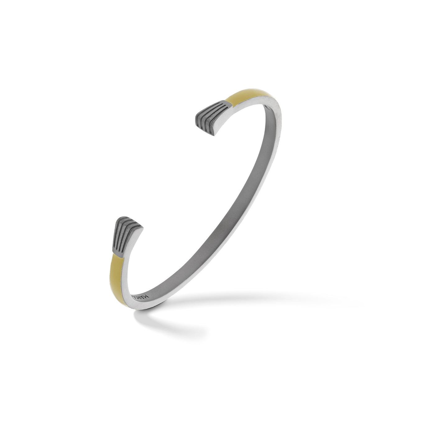 ELAN Matte Burnished Silver Cuff with yellow enamel