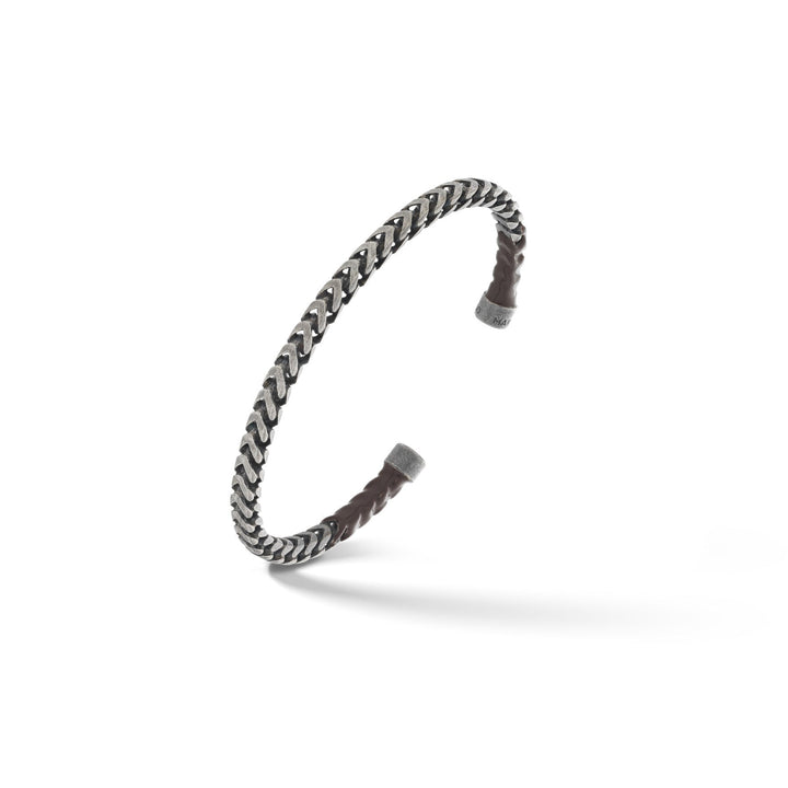 Ulysses Dipped Oxidized Silver Cuff with Brown Enamel