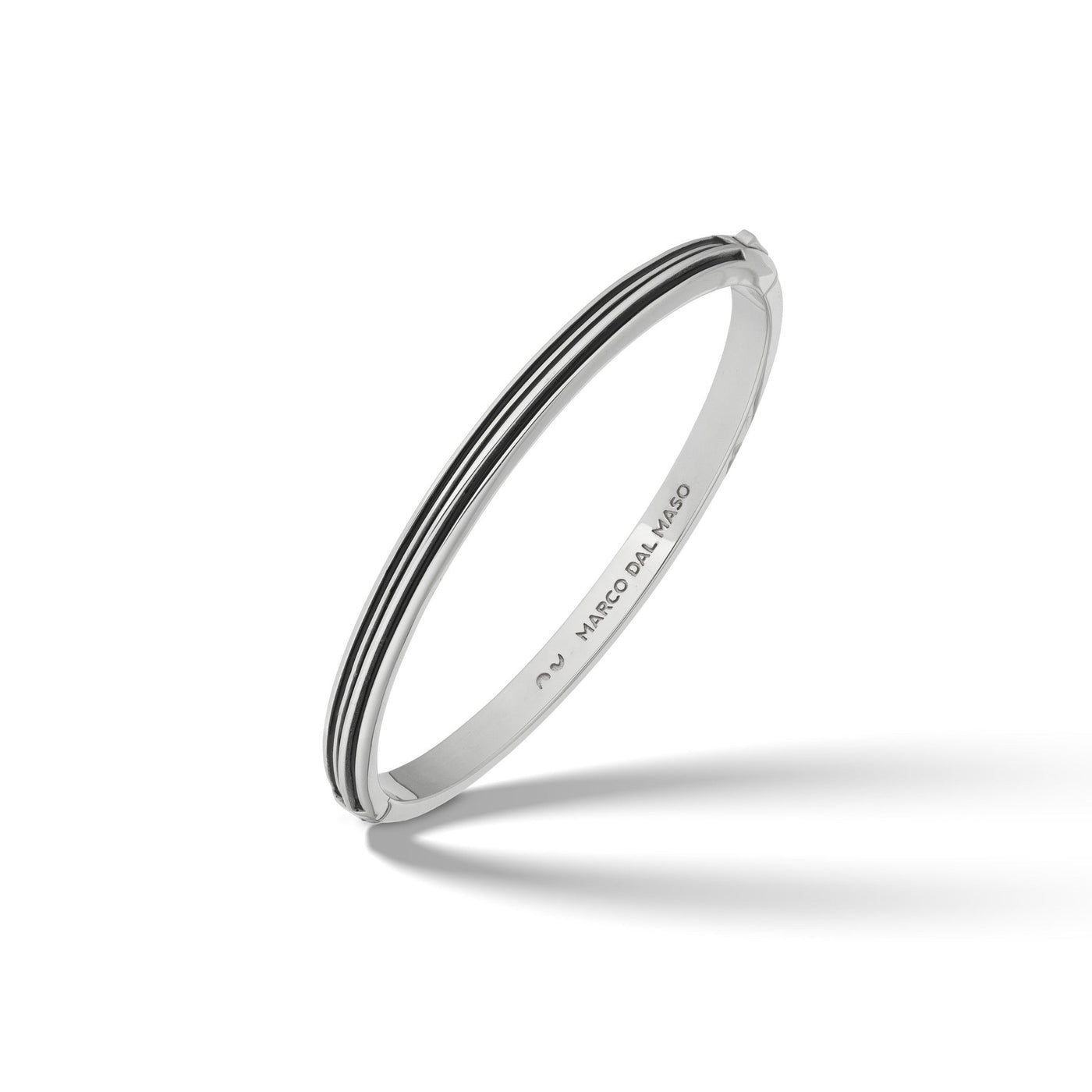 Acies Single Polished Silver Cuff with Black Enamel