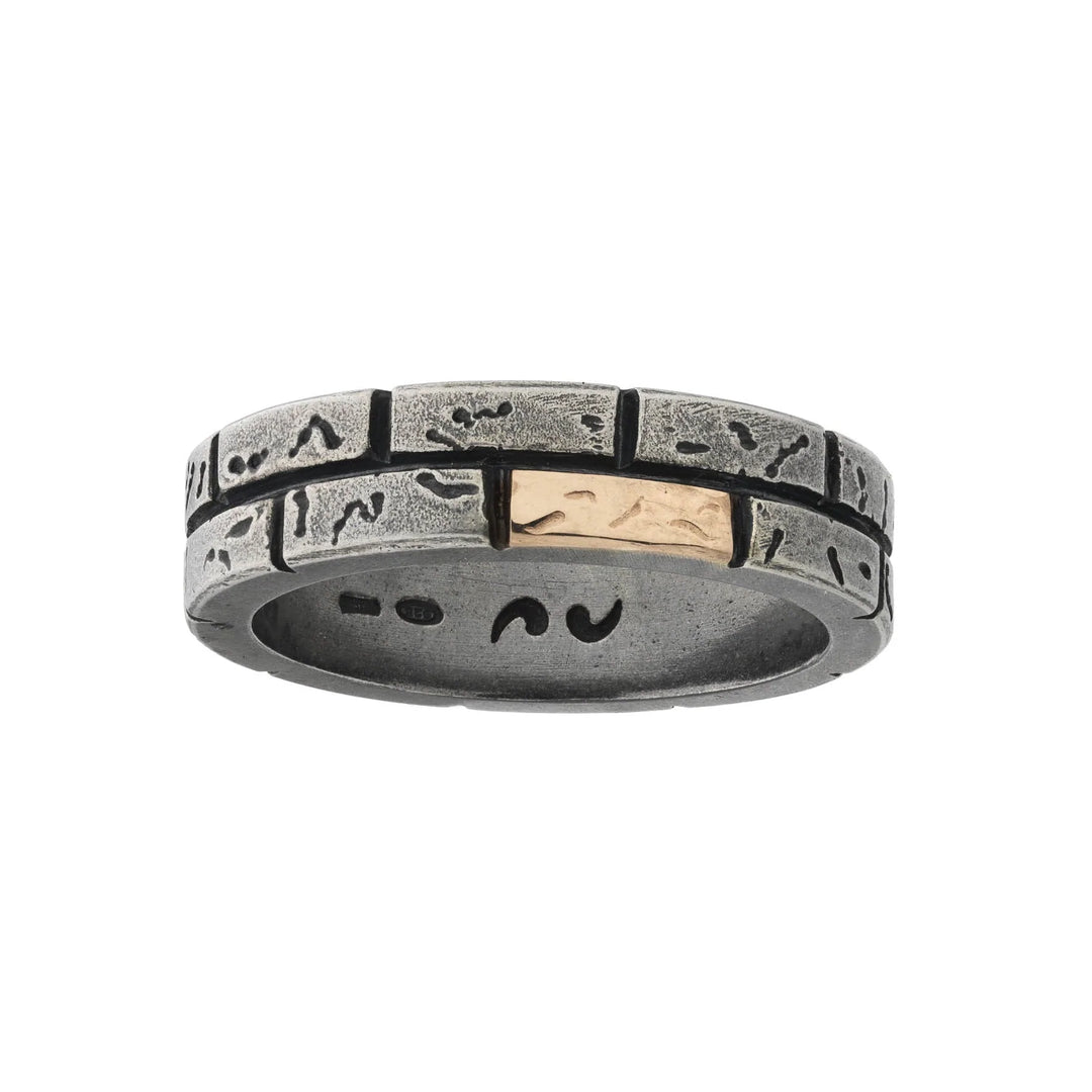 MURALES 18kt Gold & Silver Ring with Black Enamel