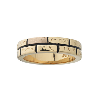 MURALES 18K Rose Gold and 18K Yellow Gold Matte Vermeil Ring with black enamel