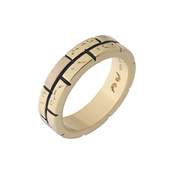 MURALES 18K Rose Gold and 18K Yellow Gold Matte Vermeil Ring with black enamel